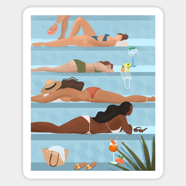 Poolside ladies Sticker by Petras